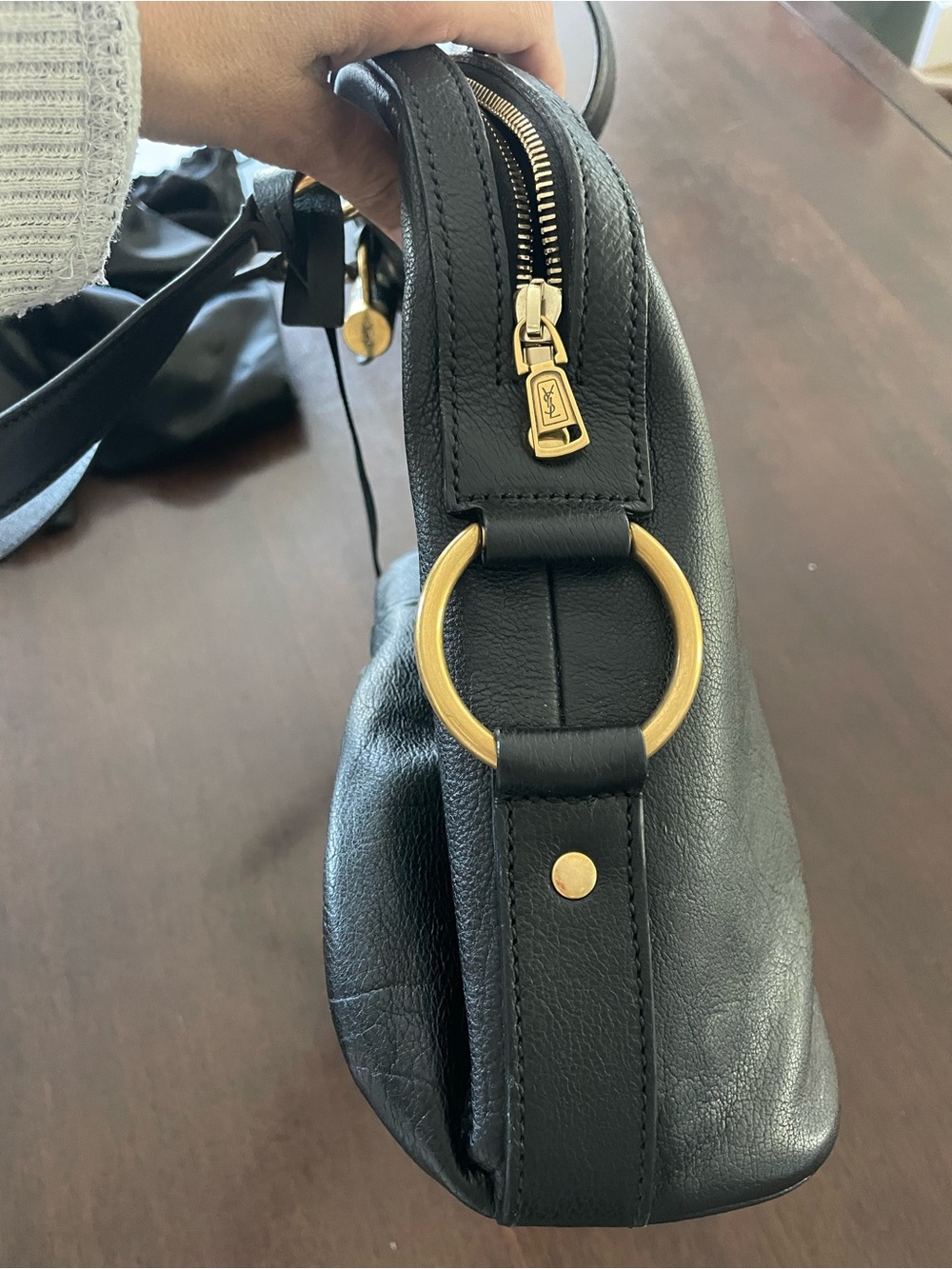 Yves Saint Laurent Black Leather Tote with Gold Hardware - Picture 5 of 9